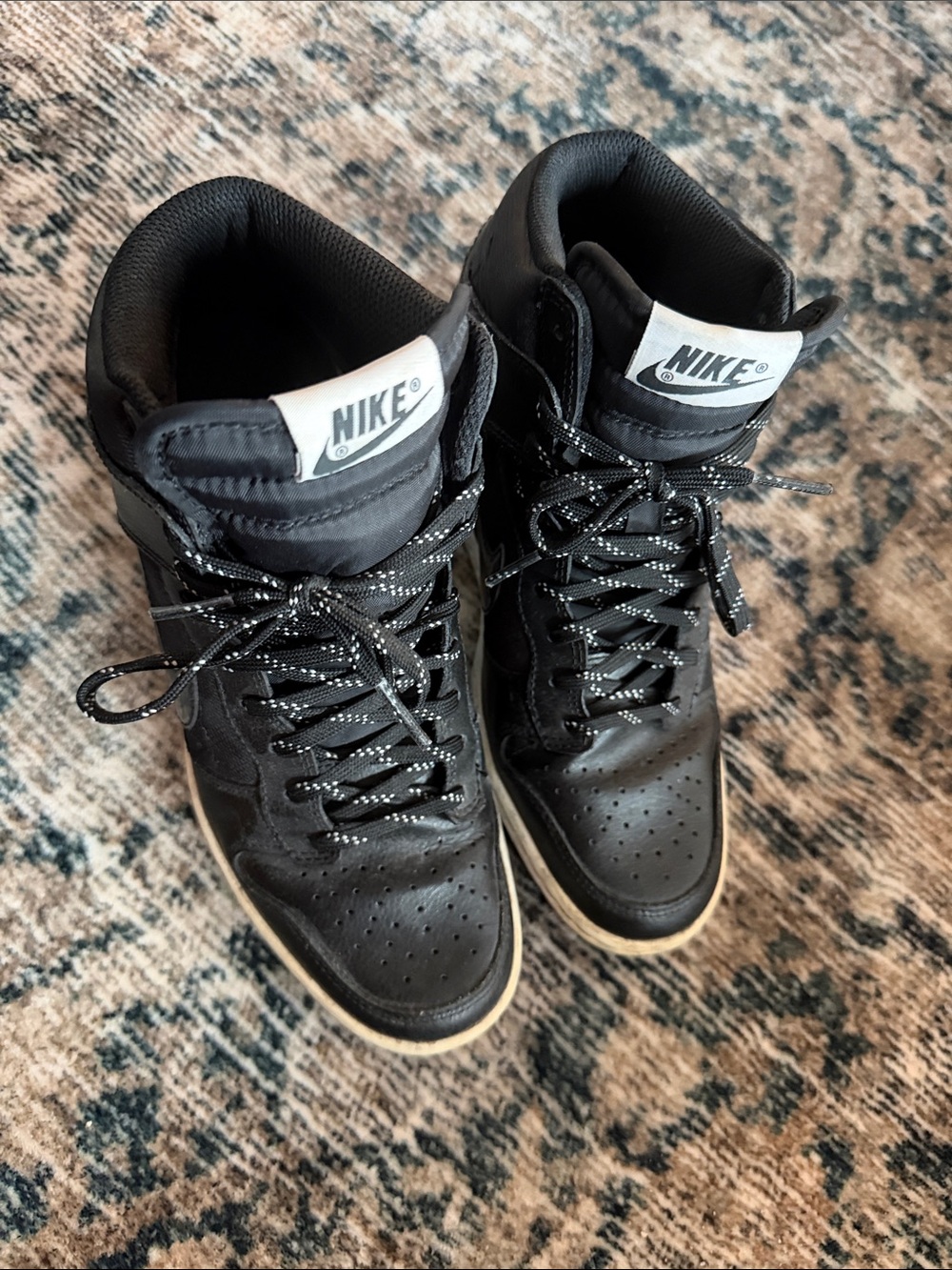 Nike Black Sky-Top Sneakers with Patent Accents